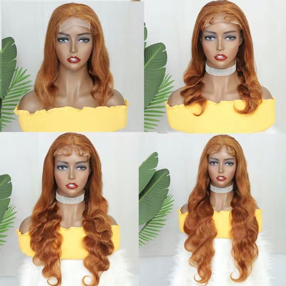 Turmeric Colored 150% Density 4x4 Lace Front Human Hair Body Wave Wig in 28” - Picture 8 of 8